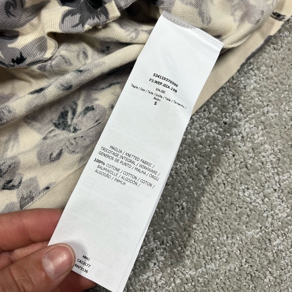 Weekend Max Mara Weekend White Gray Floral Cardigan Sweater Cotton Size Small - Picture 4 of 5